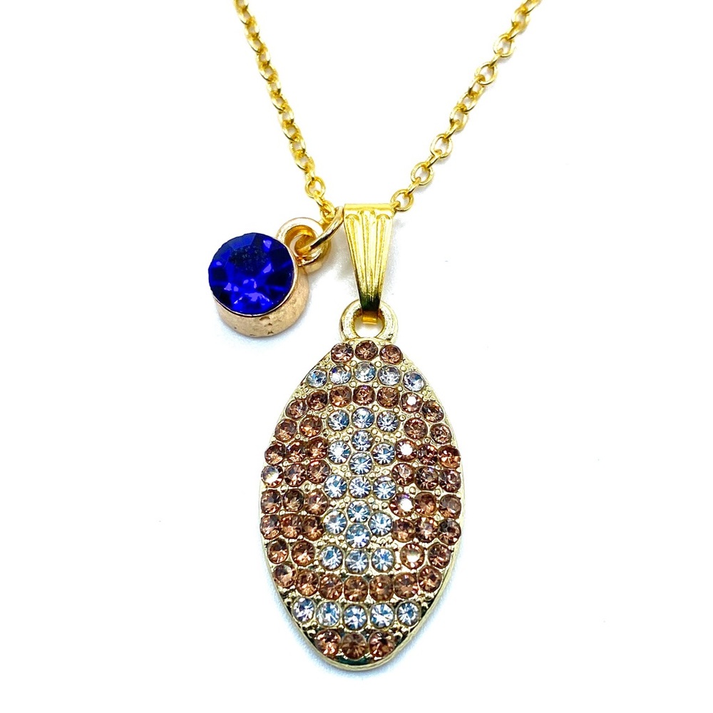 Football Necklace Gold Rhinestone - Picture 5 of 7
